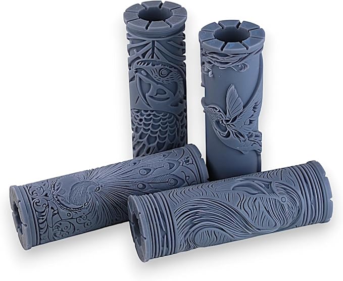 Tropical Bird Collection Clay Texture Rollers 4-Pack (4") - Bird Set #01 - Embossing Pattern Rollers for Polymer & Ceramic Clay, Pottery & Crafts