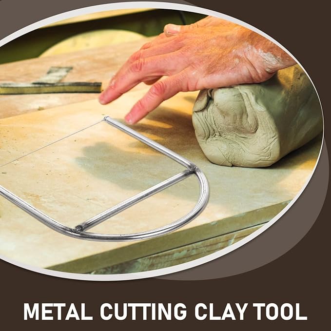 SEWACC Angle Cutting Clay Tool Stainless Steel Wire Bevel Cutter Trimming Pottery Clay Sculpting Tool DIY Ceramic Clay Modeling Tool for Pottery Ceramics and Sculpting E