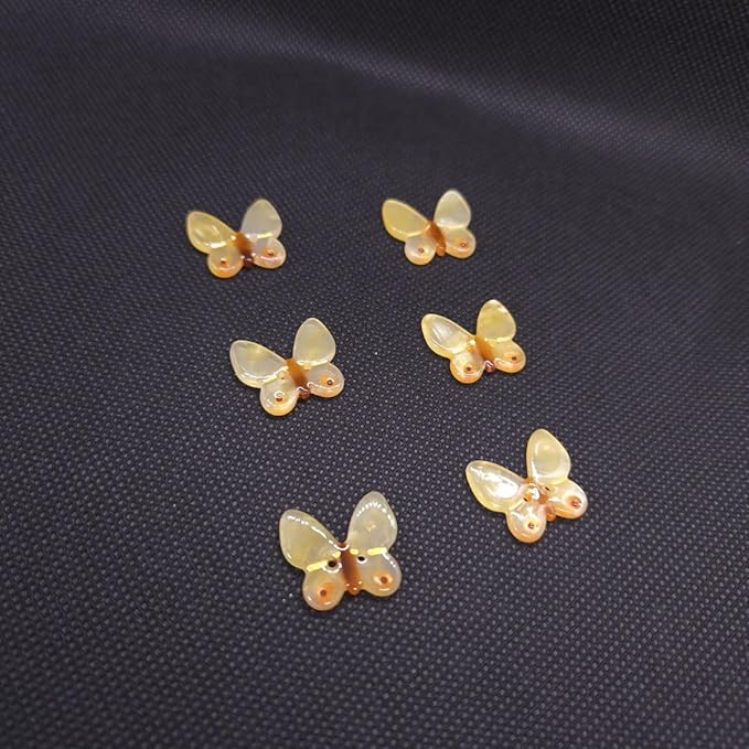 Novelty Yellow Butterfly Shaped Buttons for Crafts,Acetate Button for Clothes,Buttons for Sewing,Button Bulk,Pack of 6