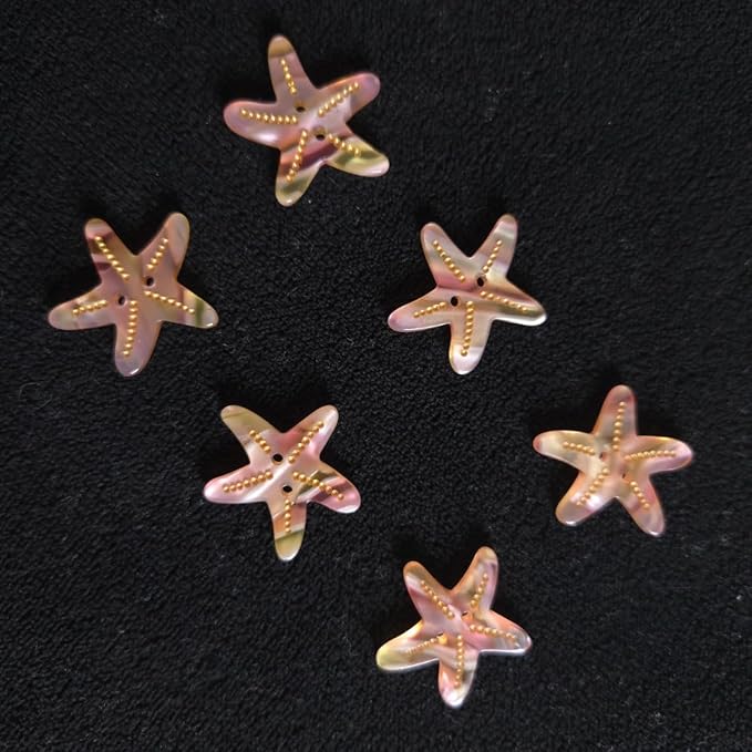 Starfish Shaped Buttons for Crafts,Acetate Button for Clothes,Buttons for Sewing,Button Bulk,Pack of 6