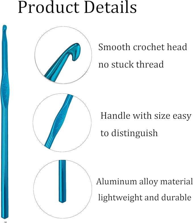 pson 20Pcs 5mm Aluminum Crochet Hooks Set, Lightweight Crochet Needles for DIY Yarn Crafts, Knitting Tools for Beginners and Adults(Blue)