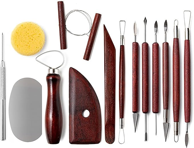 LINPHCEY 14-Piece Clay Sculpting Tools Set Perfect for Polymer Air Dry Modeling Clay Beginners & Professionals Ideal for DIY Pottery & Ceramics Tools for Clay Sculpey Sculpting & Crafting