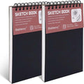 Sketch Book, 5.5" x 8.5" Sketchbook with 60 Sheets (68lb/100gsm), 2 Pack Drawing Pad Acid Free Drawing Book Sketch Pad for Adults Beginners Artists (2 pcs Black)