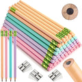 Fainne 102 Pcs Bulk Thick Jumbo Graphite Pencils Set 96 Fat Giant Large Pencils and 6 Sharpeners Enhanced Grip for Art Drafting Writing Drawing Office and Home Use(Macaron Colors,Round)