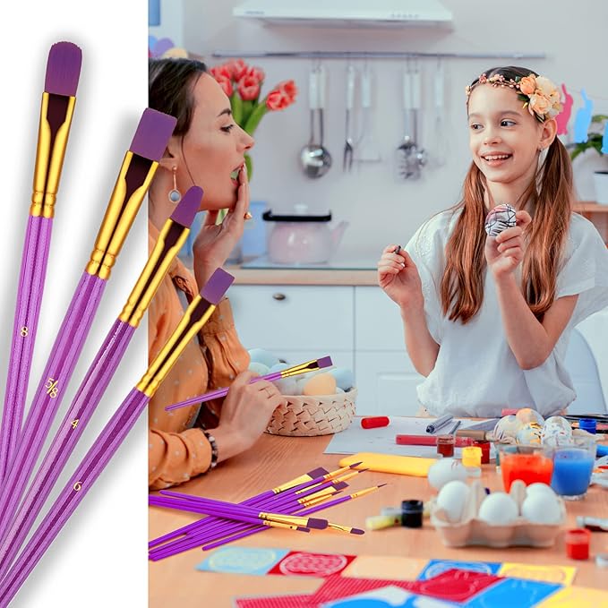 Paint Brushes Set, 2Pack 20 Pcs Paint Brushes for Acrylic Painting, Oil Watercolor Acrylic Paint Brush, Artist Paintbrushes for Body Face Rock Canvas, Adult Drawing Arts Crafts Supplies, Purple