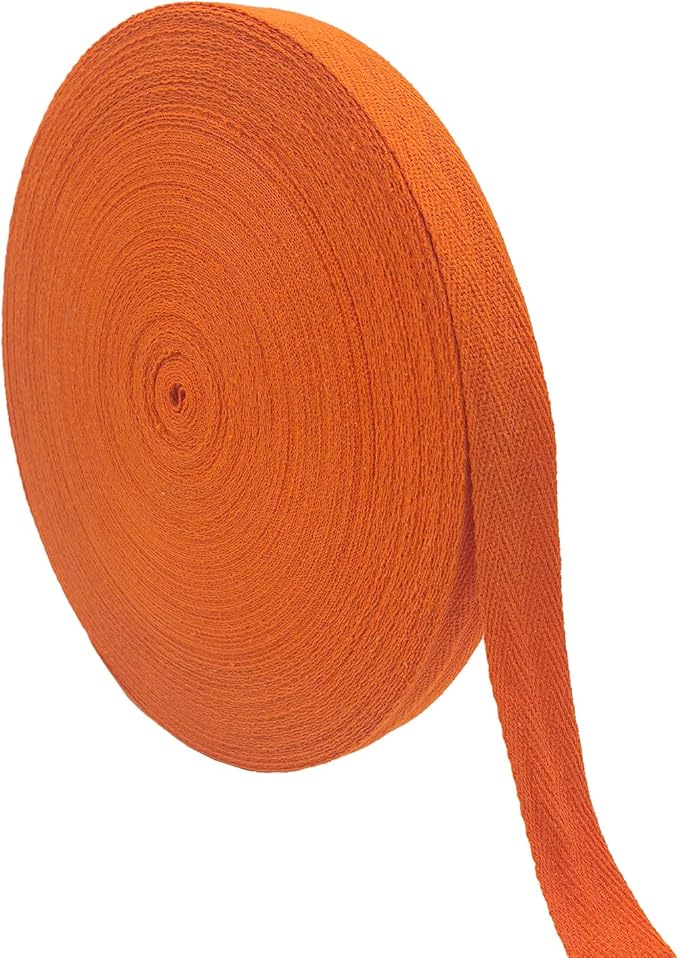 40 Yards Herringbone Twill Tape for Sewing,Pet Collar,Gift Wrapping Home Deco -3/4 inch Cotton Webbing Straps-Natural Bias Binding Tape for Handles, Crafting & DIY Projects (Orange)