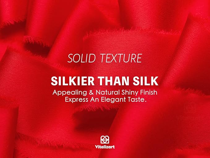 Vitalizart Red Silk Satin Ribbon 1-1/2 inch x 15 Yard Christmas Ribbon Handmade Frayed Ribbons for Gift Wrapping Baby Shower Wedding Bridal Bouquets Holiday Decor