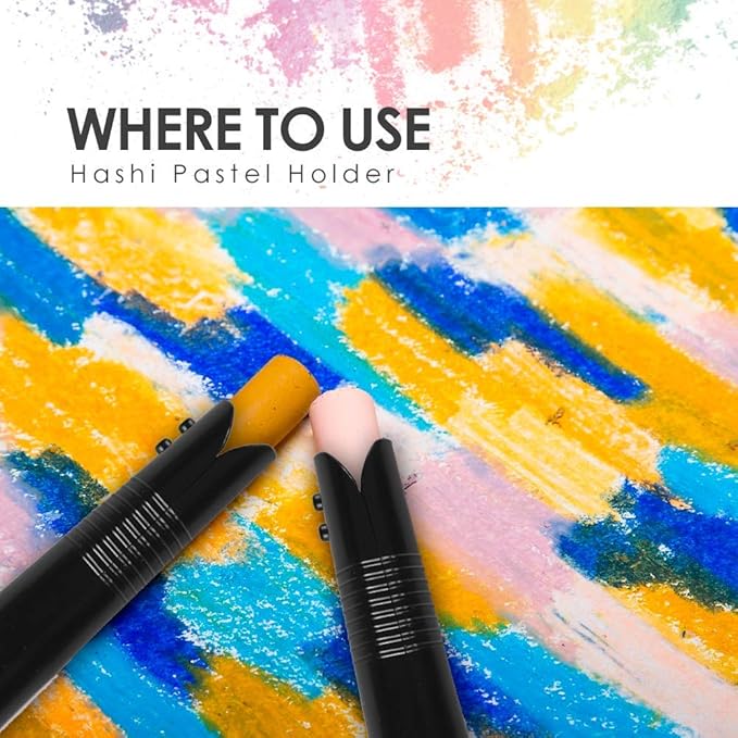 HA SHI Adjustable Pastel Holder Set (2pcs), Universal Art Stick Extender for Soft Pastels, Charcoal & Erasers, Professional Grip Tool for Adult Artists, Prevents Breakage & Stains