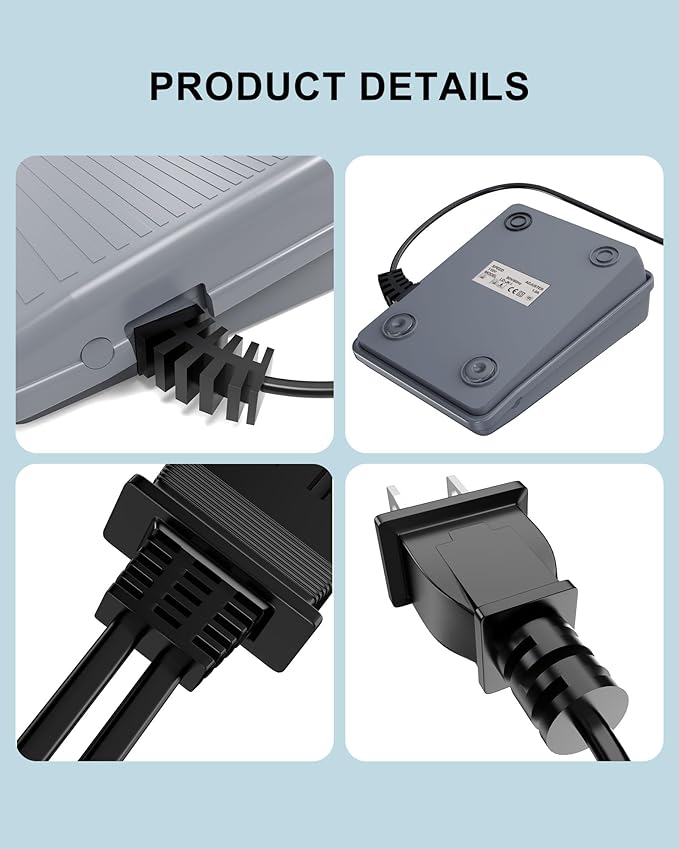 Replacement Brother Sewing Machine Foot Pedal and Power Cord Compatible with Brother jx2517 lx3817 ls2125 lx3125 1034d lx2500 xl5130 gx37 ls2400 xr3774 ls1520#j00360051