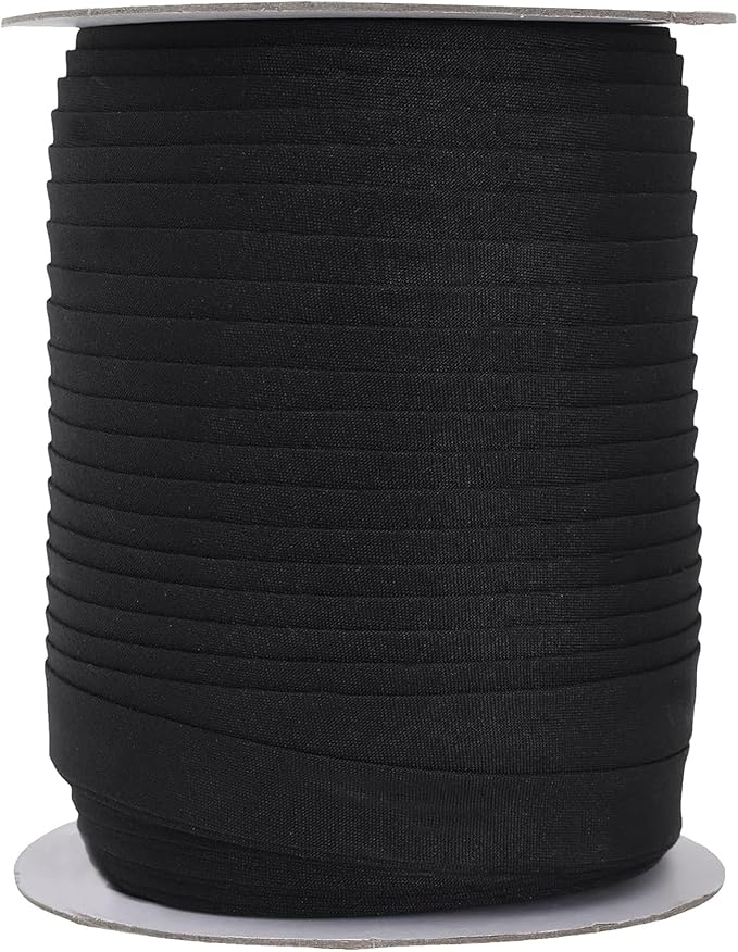 Mandala Crafts 55 Yards 1/2 Inch Black Double Fold Bias Tape for Sewing - Bias Binding Tape for Quilting Binding, Hemming, Seam, and Fabric Piping