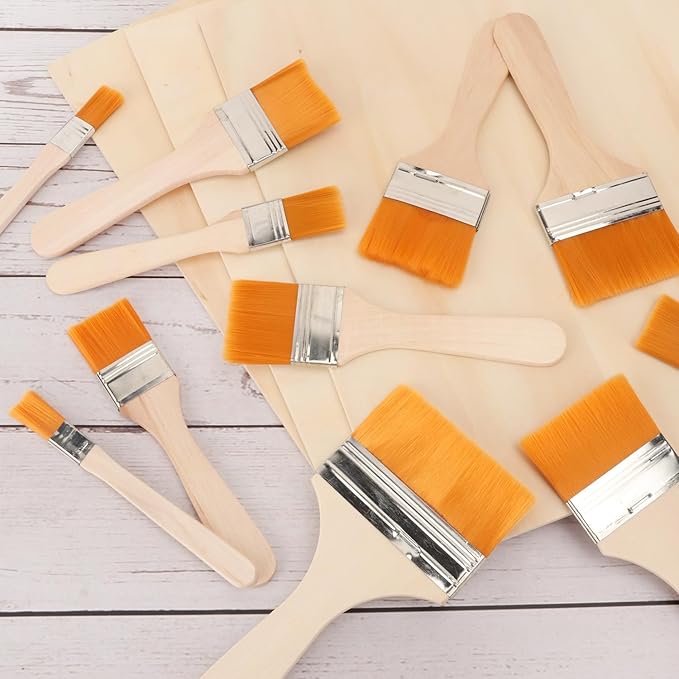 36-Piece Art Paint Brush Set - Versatile Flat Hake Brushes with Durable Nylon Bristles for Watercolor, Varnish, Ceramic and Pottery Painting - Perfect Assortment for Artists(1-12#)