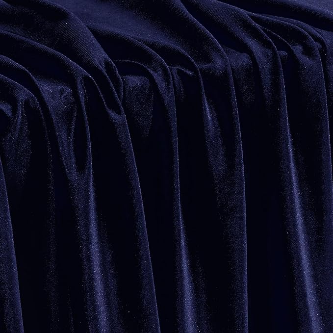 KKJIAF Navy Blue Stretch Velvet Fabric 60 Inch Wide, 2 Yard Soft Stretchy Fabric for Sewing Clothes, Apparel, Costume, Crafts - 90% Polyester 10% Spandex