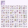 MAFELOE 30 Pages PET Scrapbook Stickers of Creative Flowers Theme, Aesthetic Deco Journaling Supplies for Junk Bullet Diary Album Calendars-Purple (Y3-P-WSSL)