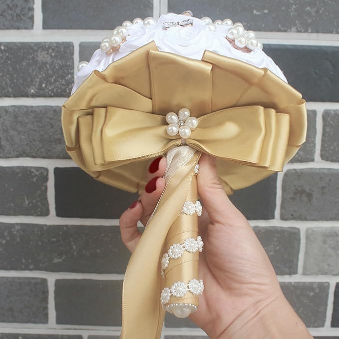 Double Face Champagne Gold Satin Ribbon 1-1/2 inch X 50 Yards Polyester Champagne Gold Ribbon for Gift Wrapping Very Suitable for Weddings Party Hair Bow Invitation Decorations and More
