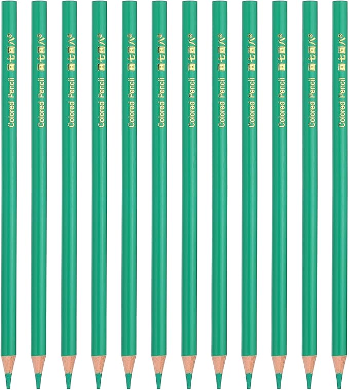 PATIKIL Sapphire Green Colored Pencils Set,12 Pcs Oil Color Pencils Wooden Coloring Drawing Pencil for Artists Art Painting