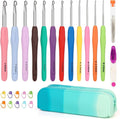 Coopay Crochet Hooks Set with Case, 12 Size Ergonomic Crochet Needles for Beginner Adult Arthritic Hands, 2mm(B)-8mm(L) Extra Long Knitting Hook for Crocheting Yarn- Great DIY Craft Christmas Gift