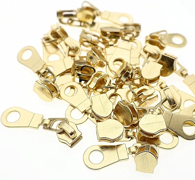 #5 Gold Metallic Nylon Coil Zipper by The Yard, Bulk 10 Yards Black Tape Gold Teeth with 25PCS Gold Zippers Pulls for Sewing, Bags, Purses YIGUANXIN