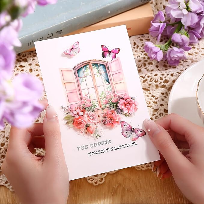 Alideco 20pcs Vintage Scrapbook Stickers Set Flower Butterfly Flower Window Sticker Book for Adults Sticker journaling Stickers for Scrapbooking(qicaisenlin)