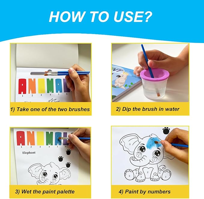 ALNETI Paint with Water Books for Toddlers - Watercolor Painting Book - Children Arts and Crafts for Kids 3 5 4 Year Old - Toddler Activities Ages 4-8 - Art Craft Kits - Water Coloring Book Animals