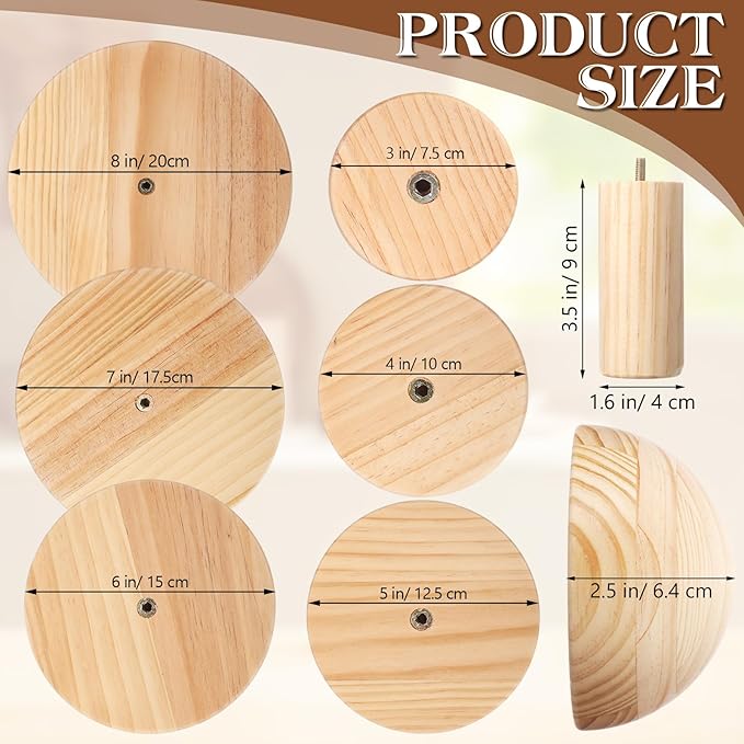 6 Pack Pottery Molds 3'' 4'' 5'' 6'' 7'' 8'' Thickness 2.5'' Plaster Molds Wood Pottery Tools with Handle for Ceramic Top Forms DIY Bowls Plate Dish Slump Press Art Making (Hemispherical)