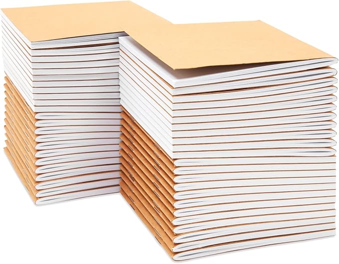 48 Pack Mini Blank Books for Kids - Bulk Sketchbooks, Kraft Paper Notebooks for Classroom, Party Favors, Travel Writing (4x4 In)