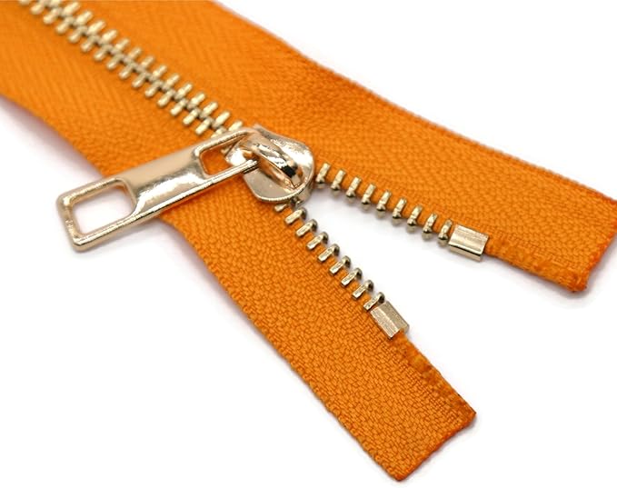 #5 Gold Metal Zipper - 50+ Colors - 3 PCS - (4-14 inches) Sizes - Luxury Lightweight Handcraft Metal Zippers with pulls for Purses Bags Pockets Shoes Sewing & Crafts DIY ZP021514