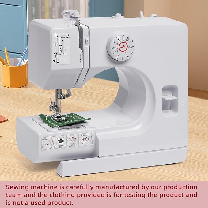 Portable Mini Sewing Machine for Beginners, Easy to Use with LED Light, 12 Built-in Stitches, 2 Speed with Foot Pedal, Reverse Sewing & 42-Piece Kit for Adults, Home, Travel, and Craft Projects