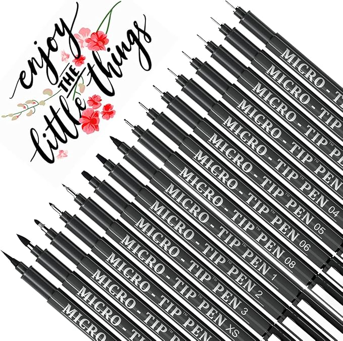 16 Pack Calligraphy Pens, Hand Lettering Pens, Brush Markers Black Ink for Beginners Writing, Lettering, Journaling, Art Drawing, Signature, Illustrations and Office School Supplies