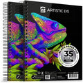 ARTISTIC EYE 9x12 Premium Black Paper Pads, Spiral Bound Sketchbook, Pack of 2, 70 Sheets (150g/m2), Acid-Free Drawing Paper, Ideal for Kids, Teens & Adults