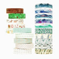 Washi Tape Set, 20 Rolls of Colorful Washi Tape, Decorative Tape for Arts and Crafts, Scrapbooking Supplies Pattern Washi Tape with Landscape Vintage Mountain River Leaves Green. (Forrest)