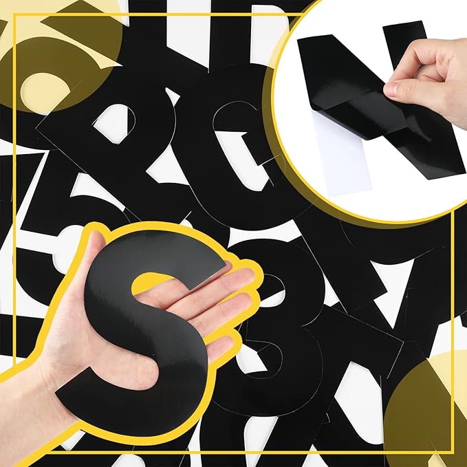 184 Pcs Large Vinyl Letter Sticker 6" Big Alphabet Number and Symbol Sticker Self Adhesive Removable Letter Decal for Christmas Bulletin Board Classroom Decor Poster Window Door Mailbox(Black)