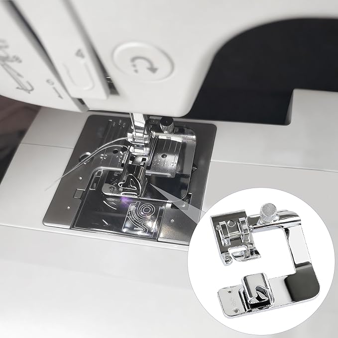 3 Sizes Rolled Hem Presser Foot Set – 1/2", 3/4", 1" Wide Hemmer Feet for Brother, Singer, Low Shank Sewing Machines