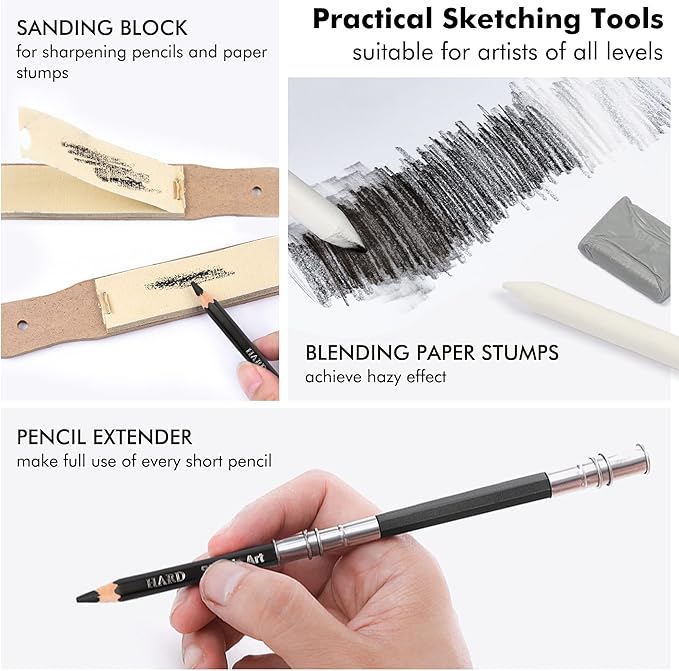 Shuttle Art Sketching and Drawing Pencils Set, 37-Piece Professional Sketch Pencils Set in Zipper Carry Case, Drawing Kit Art Supplies with Graphite Charcoal Sticks Tool Sketch book for Adults Kids