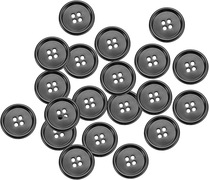 HARFINGTON 20pcs Metal Sewing Button, 25mm 4-Hole Round Suit Shirts Coats Clothes Sewing Buttons for Decoration Craft, Gunmetal