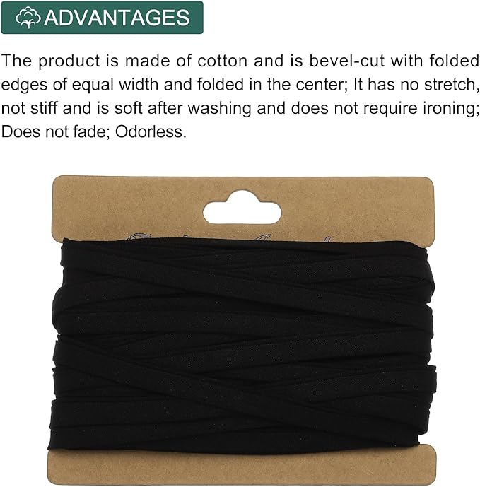 MECCANIXITY 1/4 Inch Double Fold Bias Tape Cotton Continuous Bulk Bias Tape for Sewing,Seaming Quilting Hemming Binding Crafts (Gray Black 12 Yards)