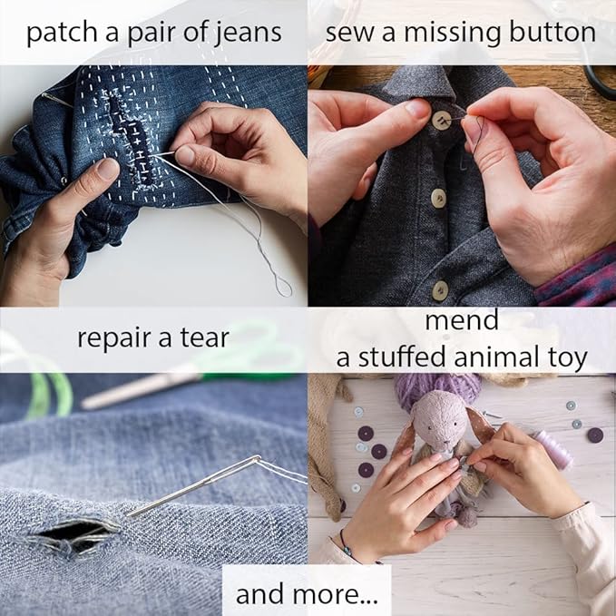 Small Basic Sewing Kit for Beginners – Easy to Use Portable Needle and Thread Kit with Sewing Supplies and Accessories for Emergency Clothing Repairs - Travel Sew Set for Adults