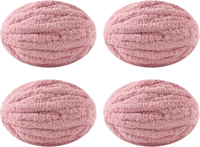 Chunky Yarn for Hand Knitting, No7 Thick Yarn, 250Grams 32Yards, Pack of 4, Perfect for Knitters and Crafters (Skin Powder)