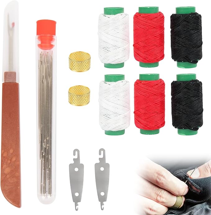 37PCS Sewing Tool Set with 25 Steel Needles, Seam Ripper, Needle Threaders, Threads, Thimbles, Portable Hand Sewing Repair Tools for Embroidery, Crafting & Beginners