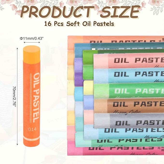 MECCANIXITY Soft Oil Pastels, Oil Pastel Crayons Vibrant Color Blendable Art Supplies for Painting Drawing Blending Painting Artists Beginners Professional(Orange, Pack of 16)