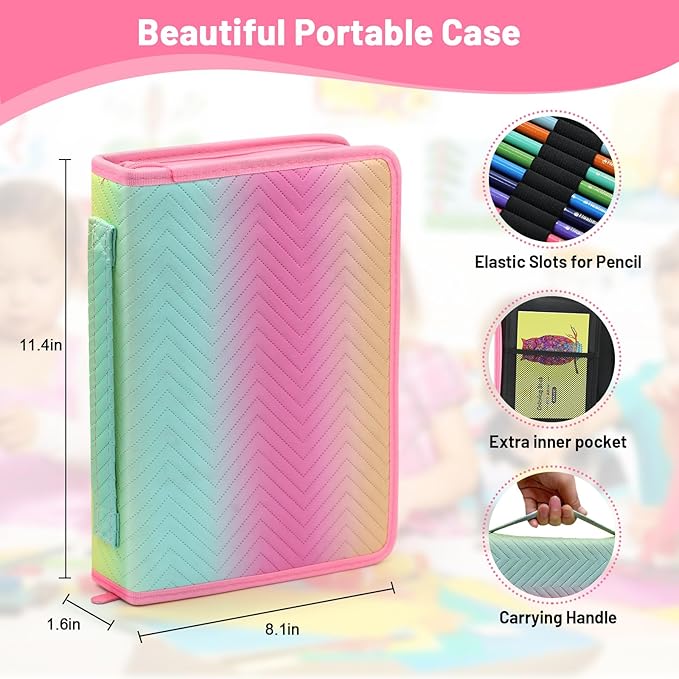 80pcs Drawing Kit Sketching Set Art Sketch Supplies Coloring pencils Kit 48 Colored pencil,14 Graphit, 6 Charcoal, 50 Page 3-Color sketckbook coloring book Portable Case ect. Beginners Artists Adults