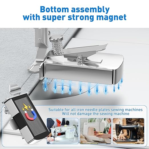 Armilem Magnetic Seam Guide for Sewing Machine, Multifucntional Clip-On Hem Guide - Universal Sewing & Quilting Supplies Accessories Tools
