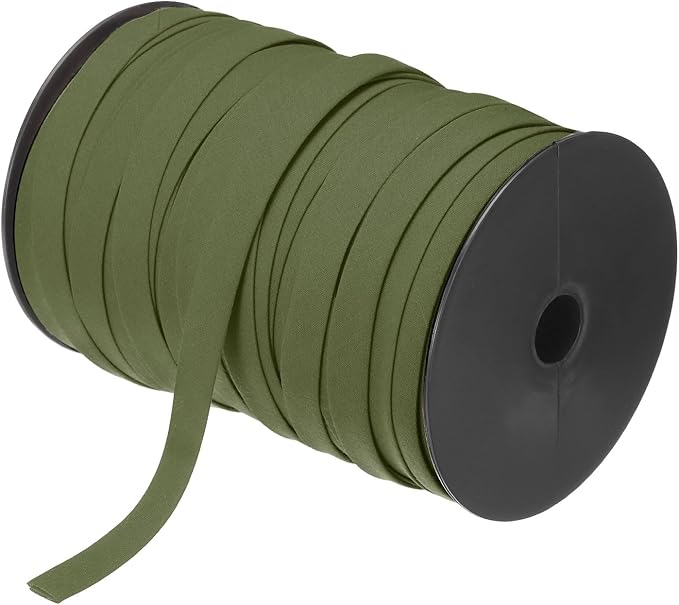 MECCANIXITY 1/2 Inch Double Fold Bias Tape Polyester Continuous Bulk Bias Tape for Sewing, Seaming Quilting Hemming Binding Crafts (Dark Green 100 Yards)