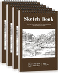 4 Pack Small Sketch Books, 5.5 x 8.5 Inch Mini Sketchbook, 68lb/100gsm Spiral Bound Small Sketch Pad, Acid Free Art Supplies Drawing Painting Sketchbook for Kids, Beginners, Artists (Yellow-Brown)