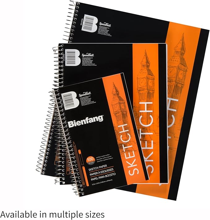Bienfang Sketch Pad 8.5x11 Inch, (2-Pack) 100 Sheets of 60lb 90gsm Art Paper, Spiral Bound Sketch Book Drawing Notebook