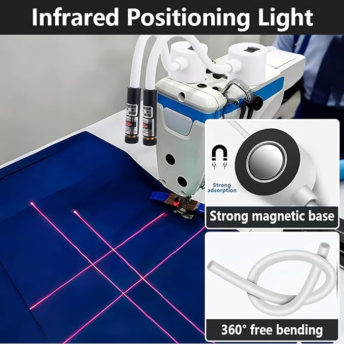 Magnetic Positioning Quilting Light for Sewing Machine, Magnetic Sewing Machine Light, Adjustable Magnetic Attachment, Sewing Light Guide for Straight Stitching, for Sewing (Dot, Plug model)