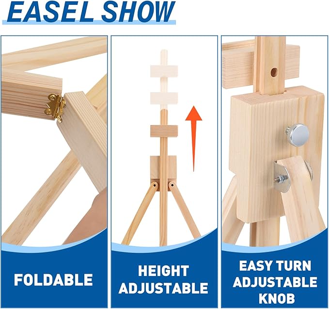 ESRICH 3 Pack Easels for Painting,Tabletop Easel A-Type Adjustable Table Easels for Painting, Holds Highest to 21" Canvas Portable Suitable,Paint Easel for Artists, Beginners, Students