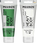 MEEDEN Acrylic Paint Olive Green: Bundled with Additional Titanium White Color - 100ml/3.38oz x 2 Bulk Heavy Body Acrylic Paint Tubes for Art Craft Painting