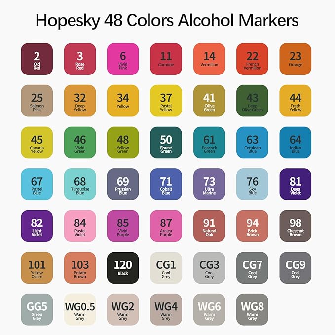 48 Colors Alcohol Markers - Dual Tip Permanent Art Markers Set for Coloring Drawing Painting, Fine and Chisel Tip Alcohol Based Pens with Storage Case for Adult Artists