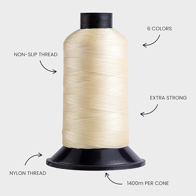 Big Kizzy Blonde 1400m Nylon Thread for Hair Extensions, Sew in Human Hair Weft and Wigs - Non-Slip and Comfortable Hold for Hand and Machine Tied Weft