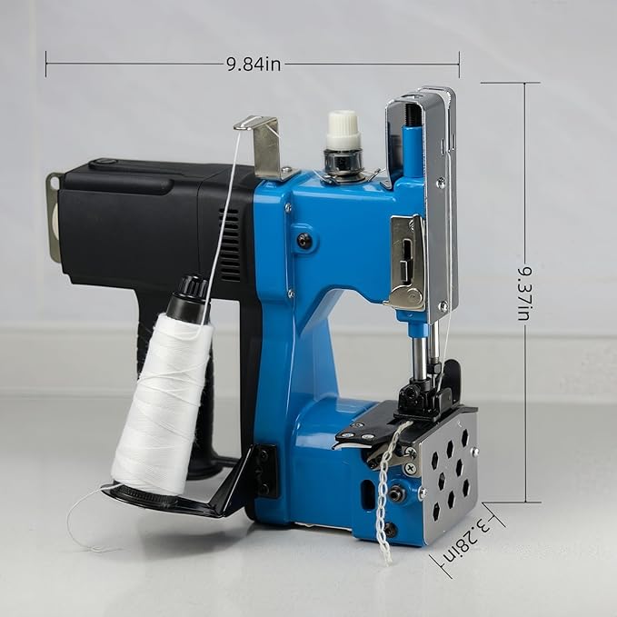 Bag Sewing Machine, 2s/bag Portable Bag Sewing Machine, Industrial Bag Closing Machine for Packing Woven Bags Non-woven Fabrics Leather (Blue, Corded - 110V)